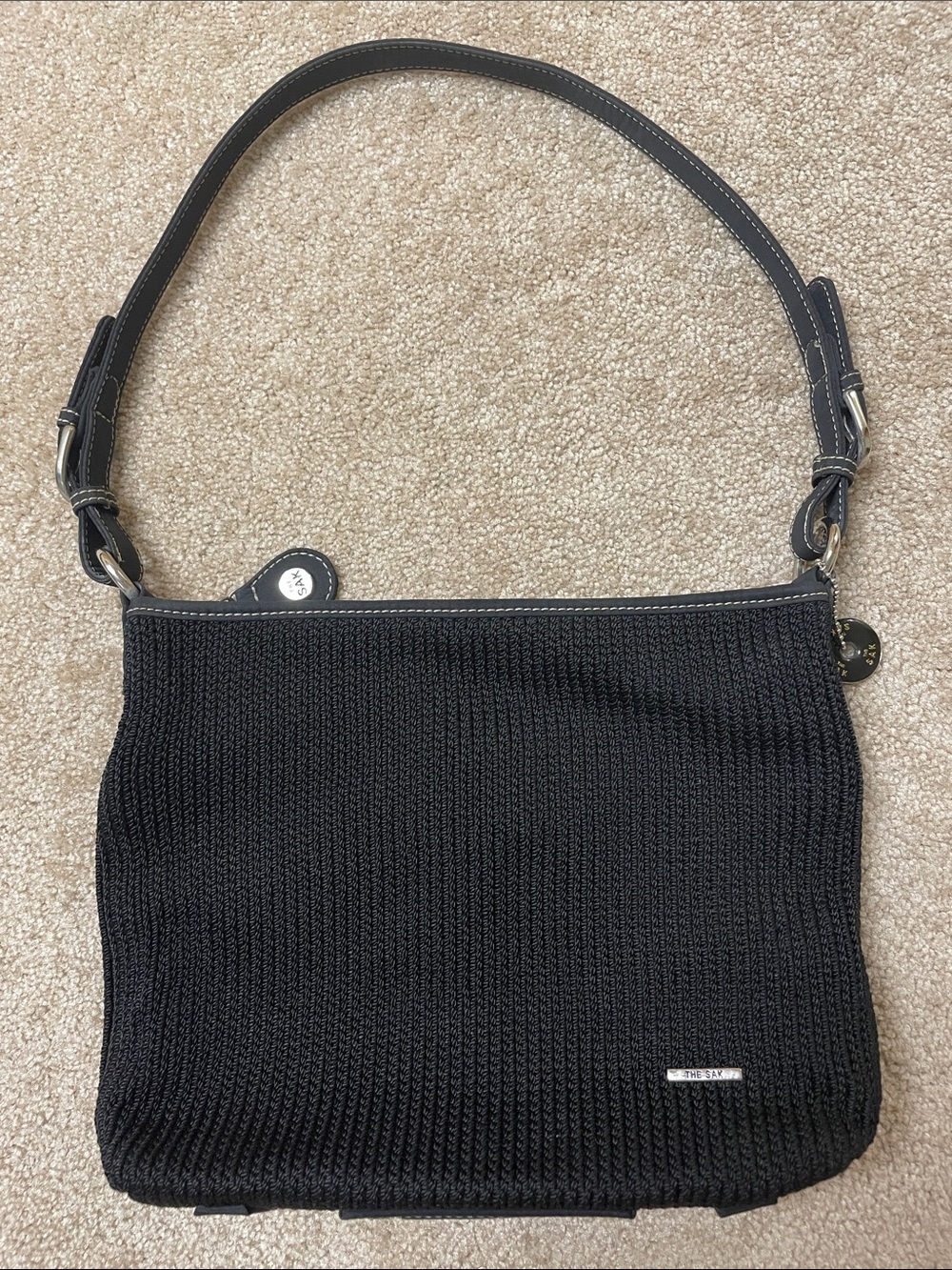 The Sak Black Knit Shoulder Bag